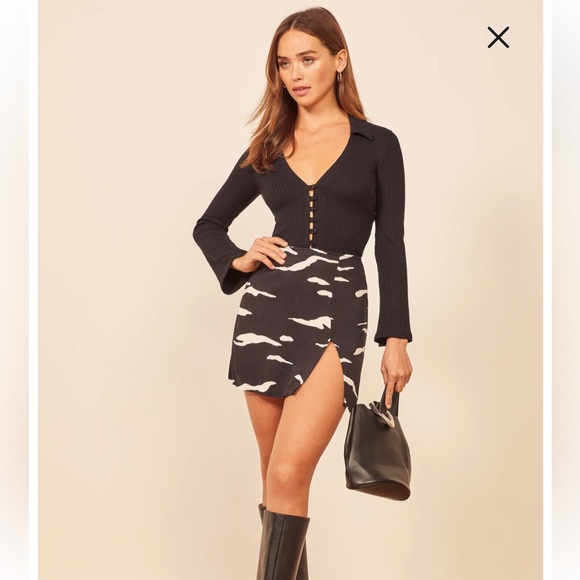 Reformation Luce Ribbed Button Front Top Size XS - Picture 1 of 13